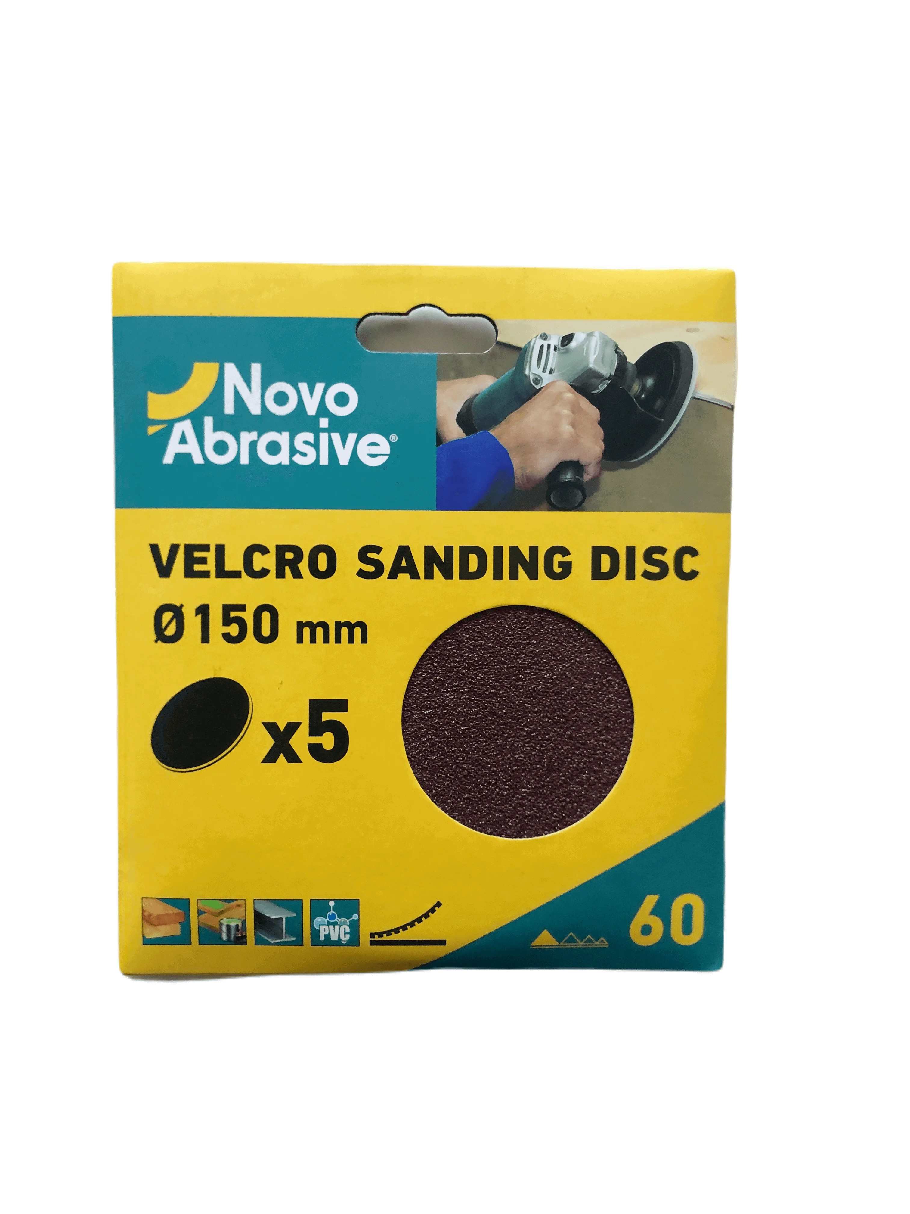Круг шліфувальний самозачепний NovoAbrasive 150 мм, Р60, 5шт.